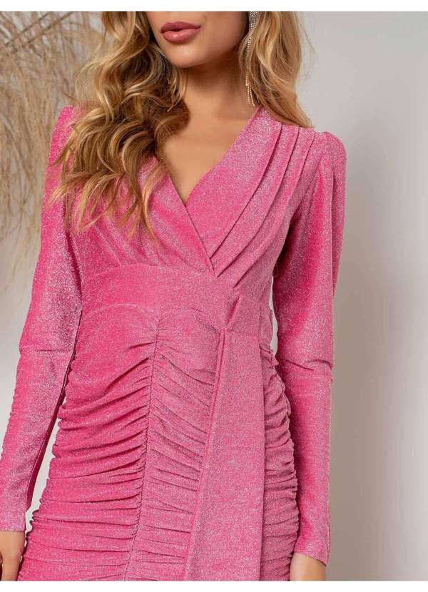 Susie Modas - Vestido Curto Lurex Feminino Rosa 3