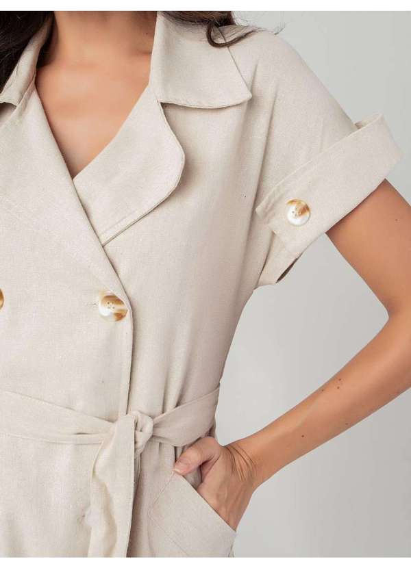 Susie Modas - Vestido Linho Midi Botões Feminino Bege 3