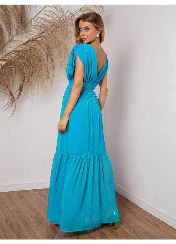 Susie Modas - Vestido Longo Chiffon Feminino Azul 2