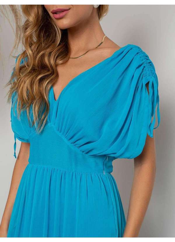 Susie Modas - Vestido Longo Chiffon Feminino Azul 3