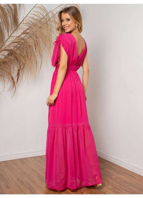 Susie Modas - Vestido Longo Chiffon Feminino Rosa 2