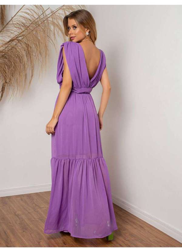 Susie Modas - Vestido Longo Chiffon Feminino Roxo 2