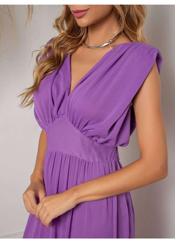Susie Modas - Vestido Longo Chiffon Feminino Roxo 3