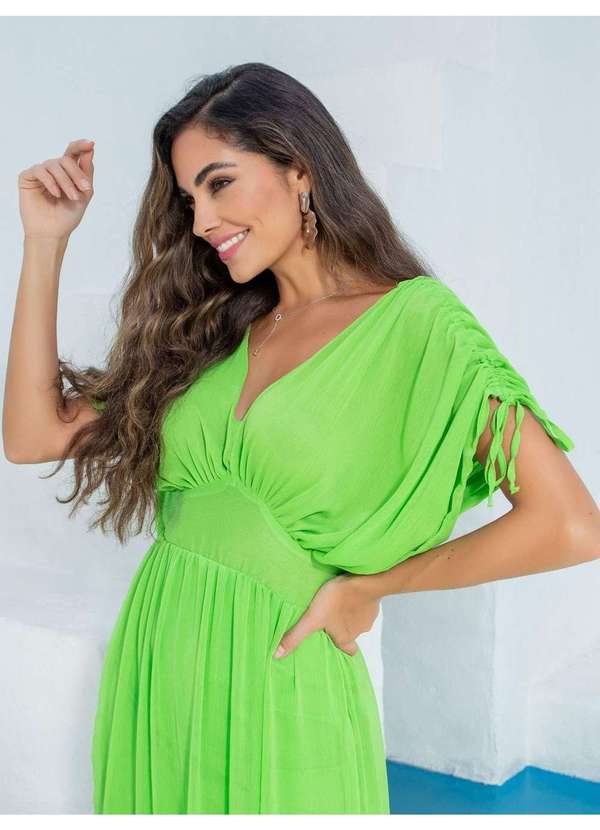 Susie Modas - Vestido Longo Chiffon Feminino Verde