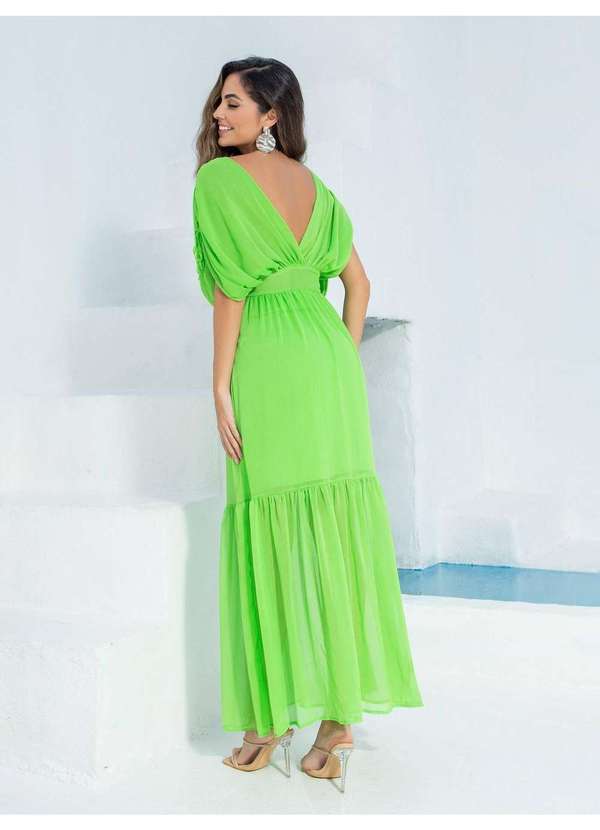 Susie Modas - Vestido Longo Chiffon Feminino Verde 2