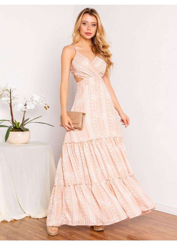 Susie Modas - Vestido Longo Estampado Feminino Branco 4