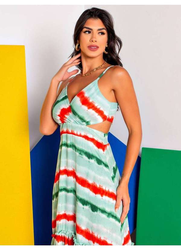 Susie Modas - Vestido Longo Estampado Feminino Verde