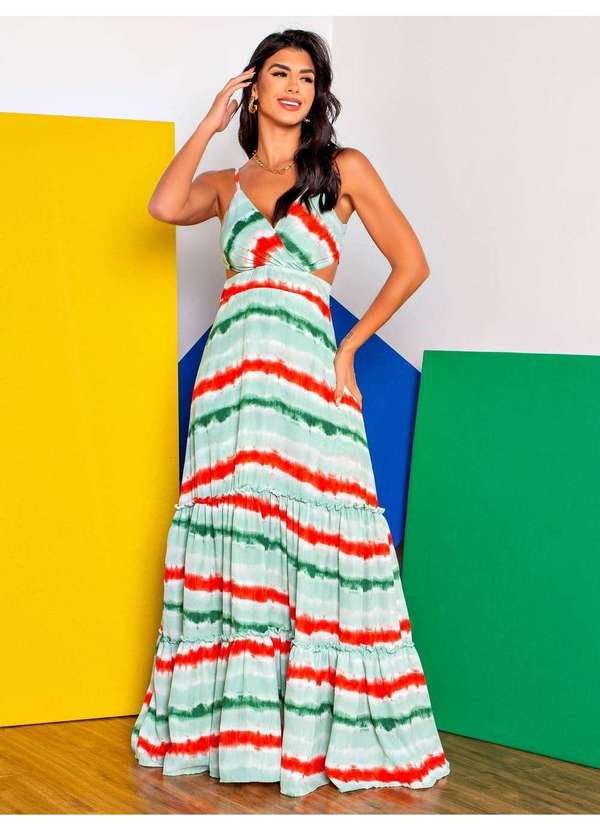 Susie Modas - Vestido Longo Estampado Feminino Verde 4