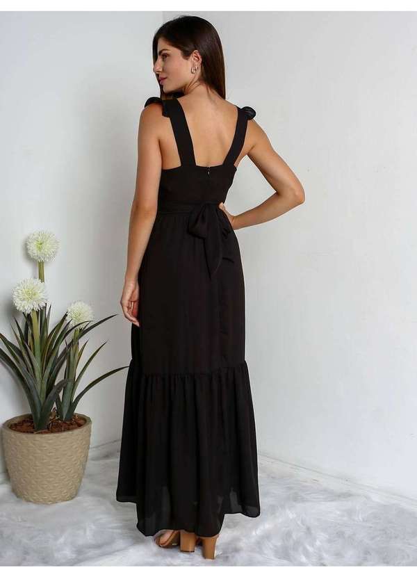 Susie Modas - Vestido Longo Saia Recorte Maria Feminino Preto 2