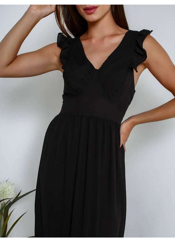 Susie Modas - Vestido Longo Saia Recorte Maria Feminino Preto 4