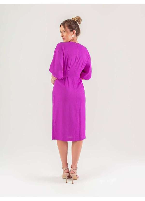 Susie Modas - Vestido Midi Manga 3/4 Feminino Roxo 2