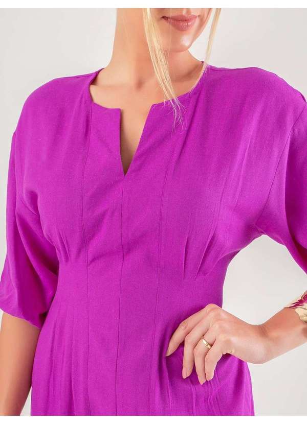 Susie Modas - Vestido Midi Manga 3/4 Feminino Roxo 3