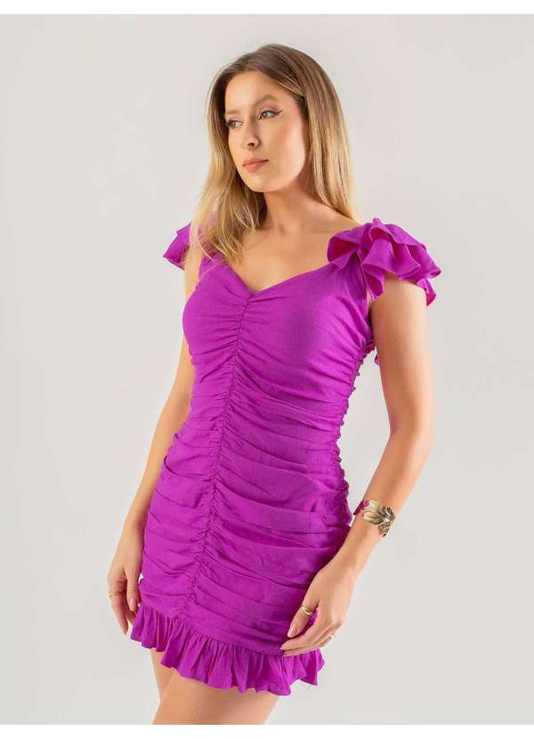Susie Modas - Vestido Mini Drapeado Feminino Roxo 4