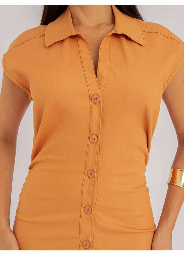 Susie Modas - Vestido Susie Midi com Pregas Jeans Feminino Marrom 4