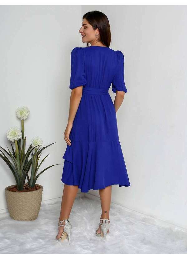 Susie Modas - Vestido Transpassado Babados Feminino Azul 2