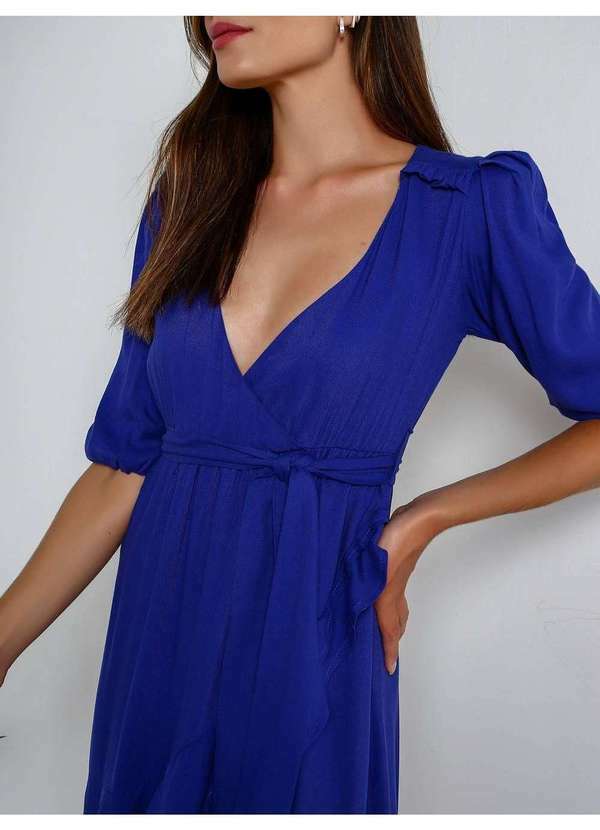 Susie Modas - Vestido Transpassado Babados Feminino Azul 3