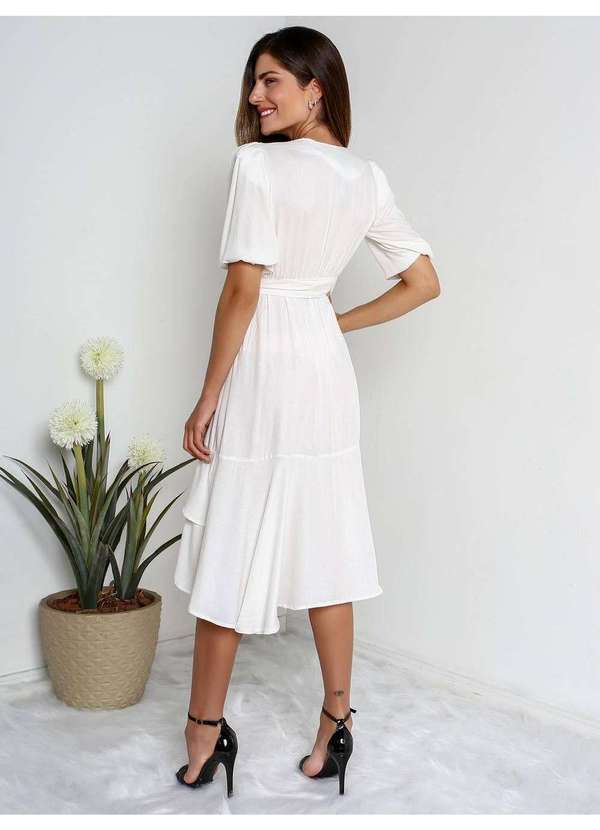 Susie Modas - Vestido Transpassado Babados Feminino Branco 2