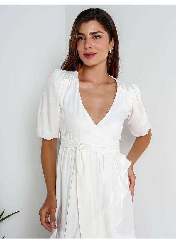 Susie Modas - Vestido Transpassado Babados Feminino Branco 4