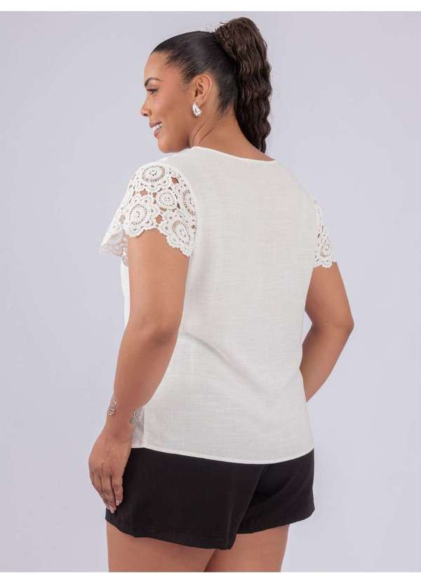Susie Modas - Blusa Bordada Gola e Ombro Branco 2