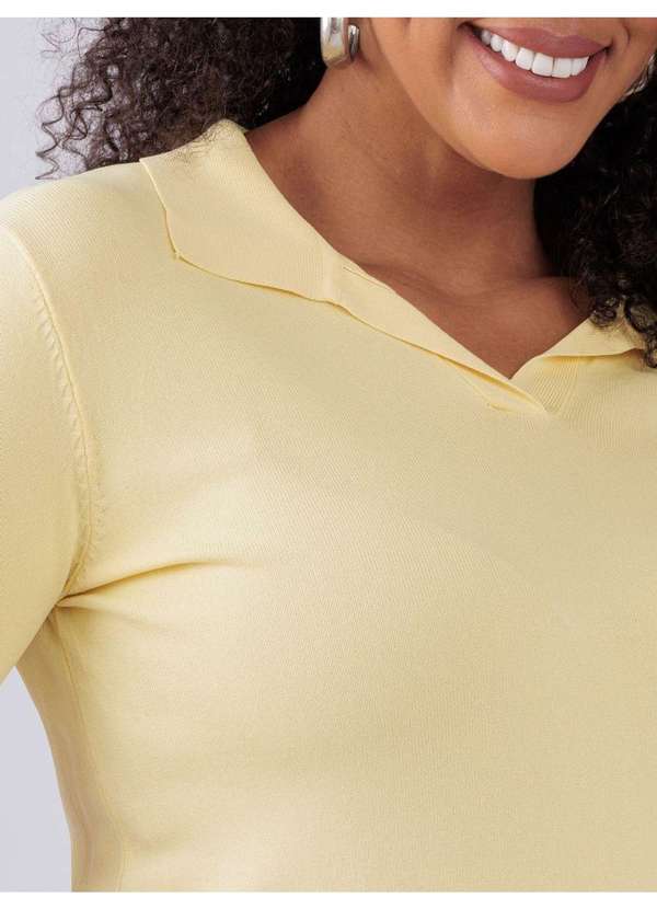 Susie Modas - Blusa Modal Gola Polo Amarelo 3