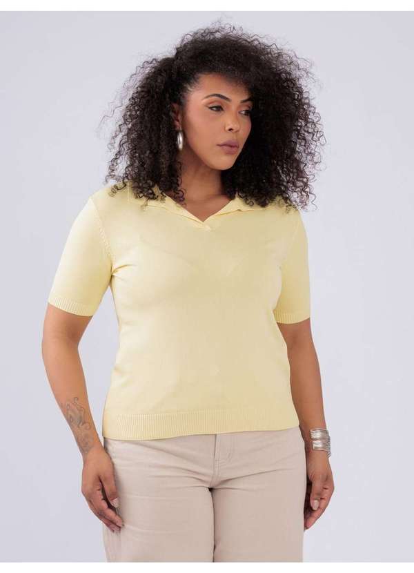 Susie Modas - Blusa Modal Gola Polo Amarelo 4