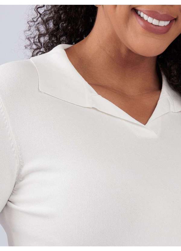 Susie Modas - Blusa Modal Gola Polo Branco 3