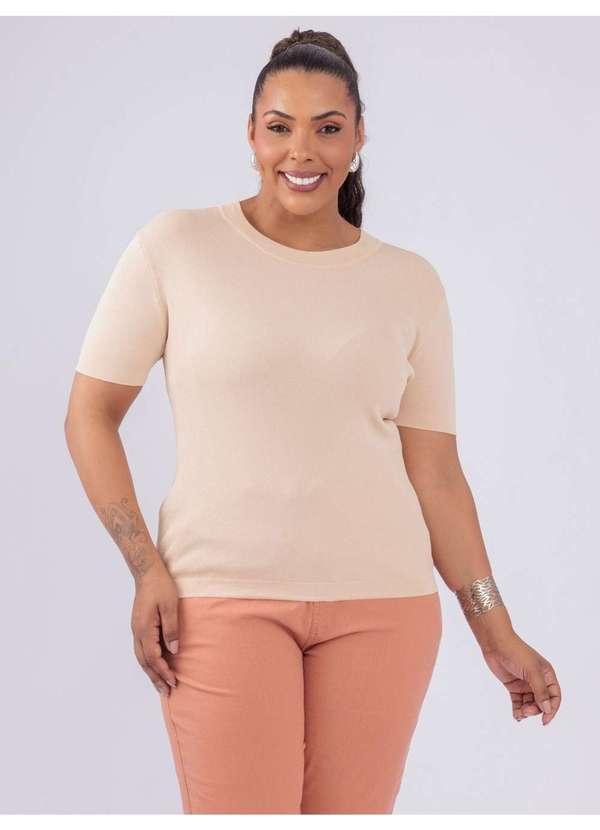 Susie Modas - Blusa Modal Manga Curta Bege