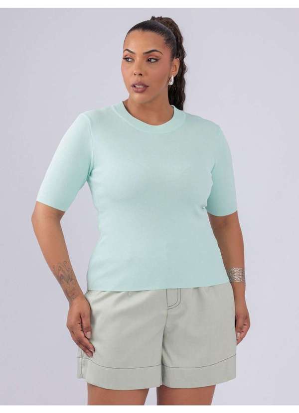 Susie Modas - Blusa Modal Manga Media Azul 4