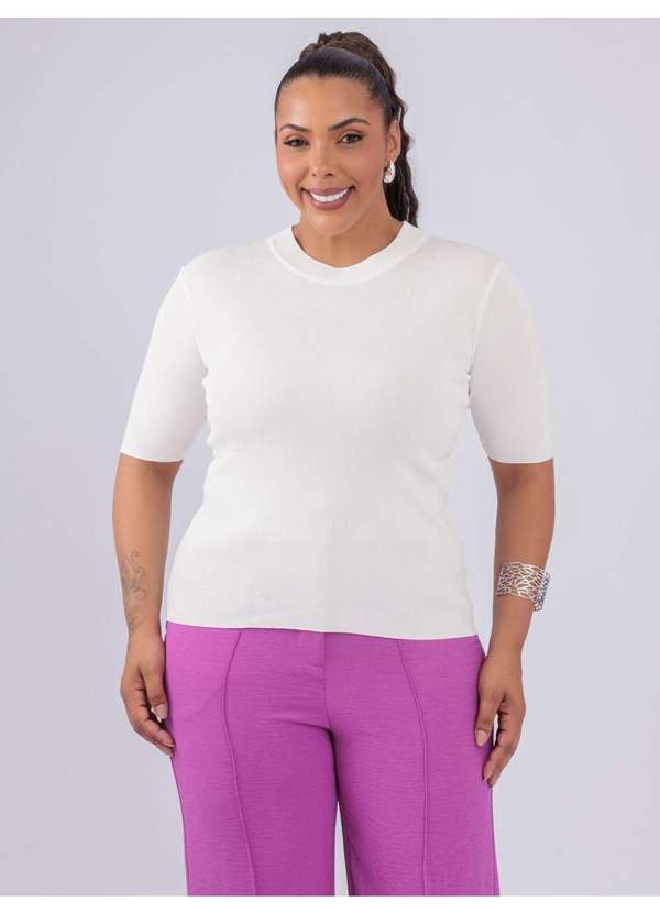 Susie Modas - Blusa Modal Manga Media Branco