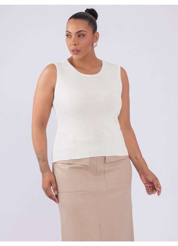 Susie Modas - Blusa Modal Strass Branco