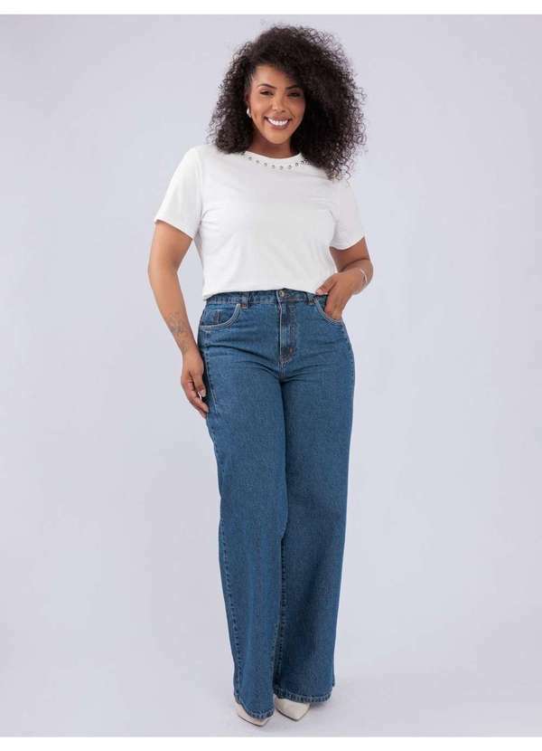 Susie Modas - T-Shirt Detalhe Metalico Gola Rosa Branco 5