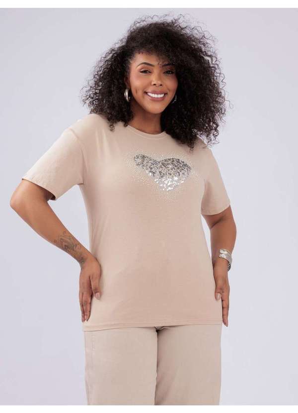 Susie Modas - T-Shirt Detalhes Paetê Bege 4