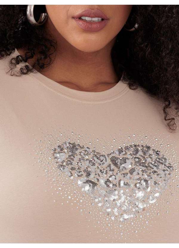 Susie Modas - T-Shirt Detalhes Paetê Bege 2