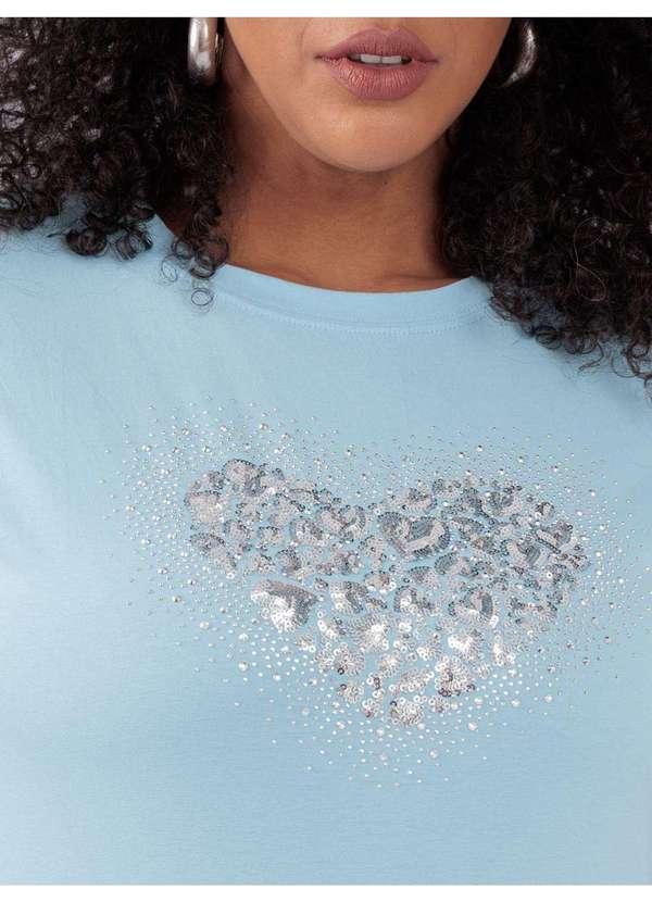 Susie Modas - T-Shirt Detalhes Paetê Azul 3