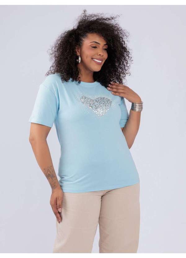 Susie Modas - T-Shirt Detalhes Paetê Azul 4