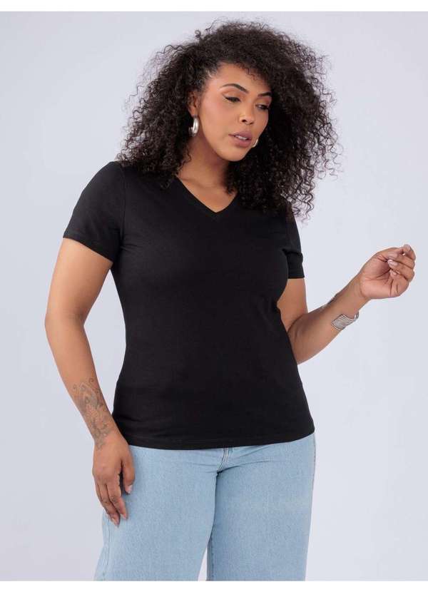 Susie Modas - T-Shirt Gola V Preto 4