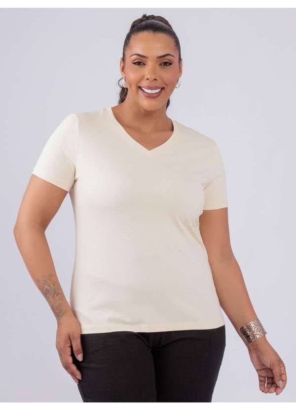 Susie Modas - T-Shirt Gola V Bege 4