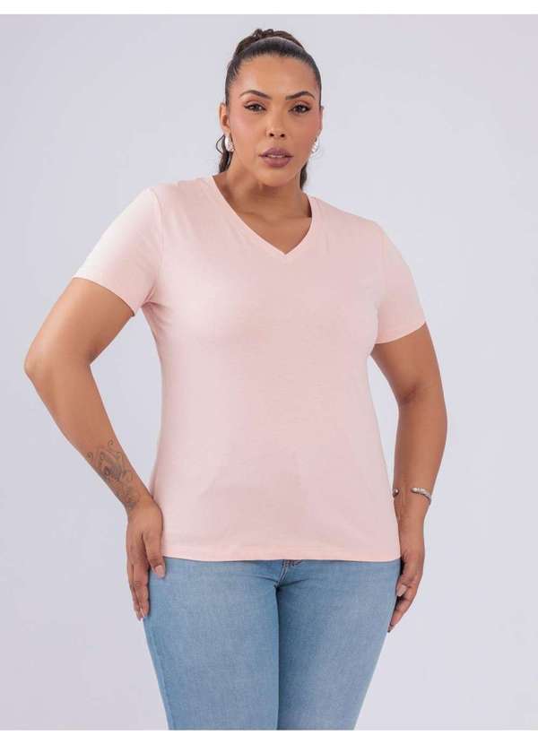 Susie Modas - T-Shirt Gola V Rosa