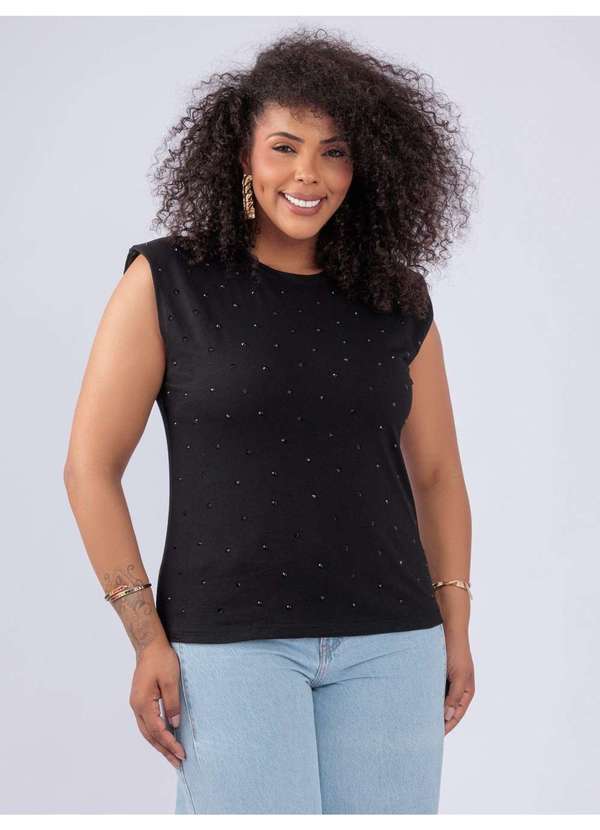 Susie Modas - T-Shirt Strass Ombreira Branco