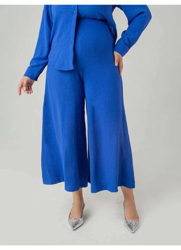 Susie Modas - Calça Pantalona Crepe Heavy Flow Feminino Azul