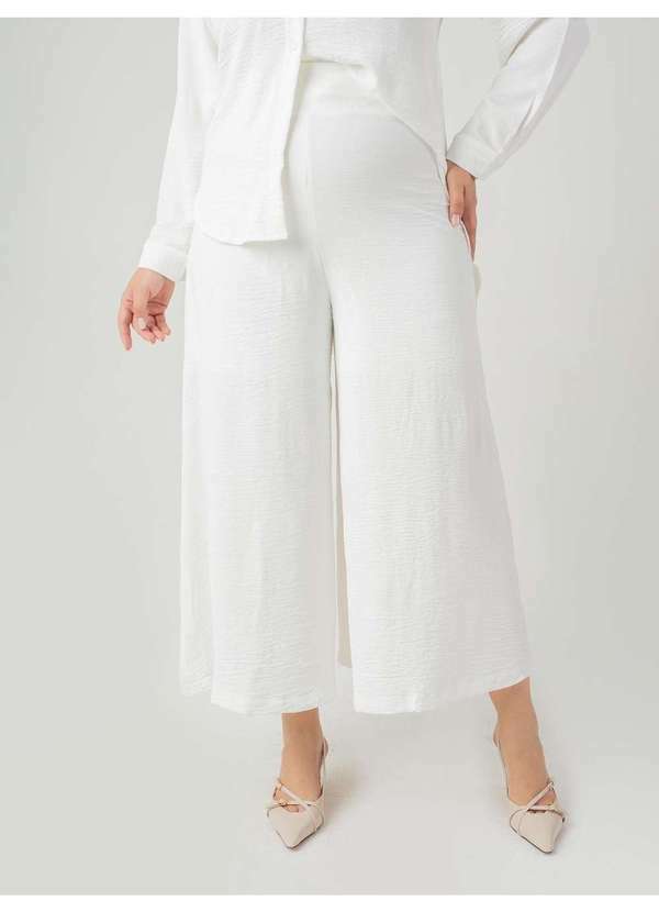 Susie Modas - Calça Pantalona Crepe Heavy Flow Feminino Branco