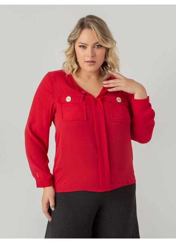 Susie Modas - Camisa Chiffon Bolso Feminino Vermelho