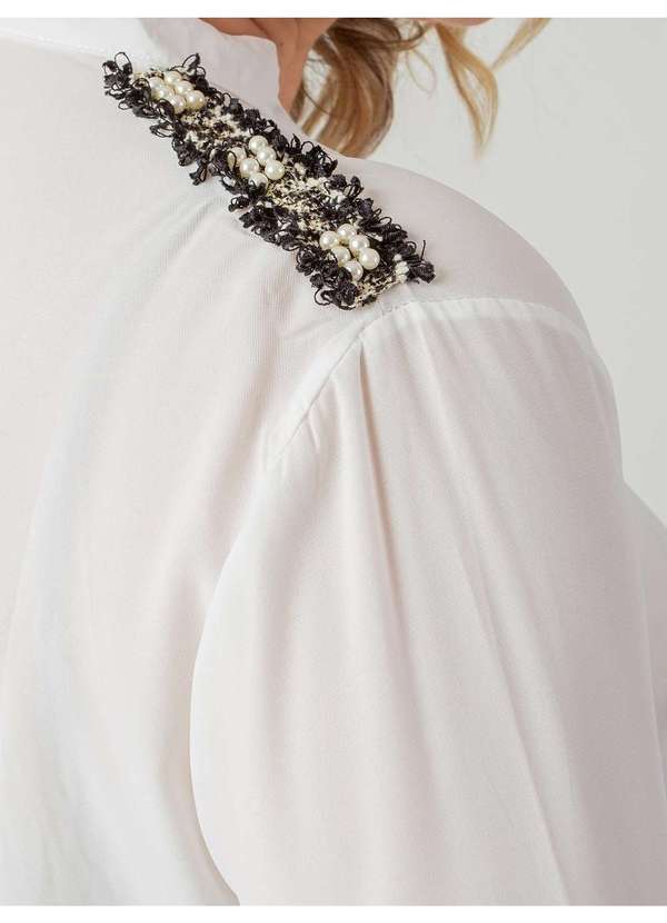 Susie Modas - Camisa Chiffon Detalhe Ombro Feminino Branco 3