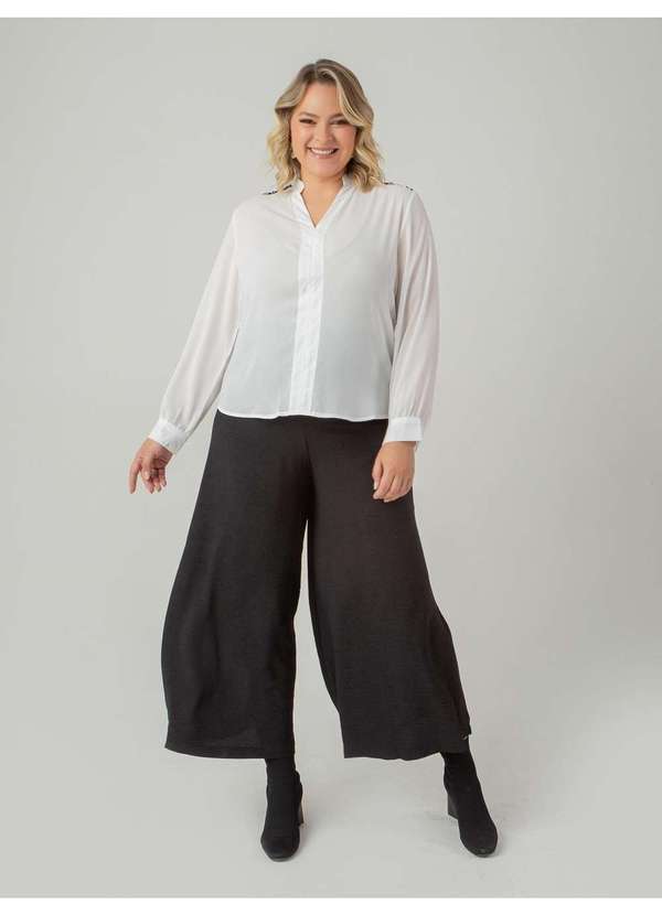 Susie Modas - Camisa Chiffon Detalhe Ombro Feminino Branco 5