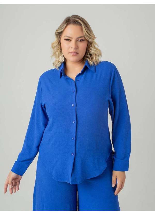 Susie Modas - Camisa Crepe Heavy Flow Feminino Azul