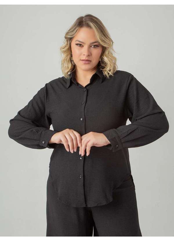 Susie Modas - Camisa Crepe Heavy Flow Feminino Preto