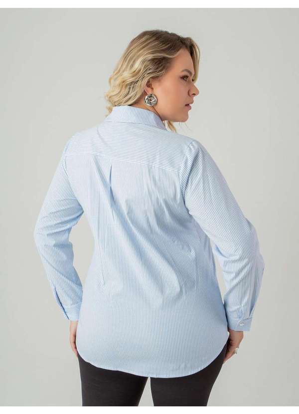 Susie Modas - Camisa Oversized Listrada Feminino Azul 2