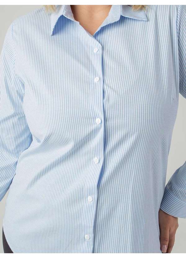 Susie Modas - Camisa Oversized Listrada Feminino Azul 3