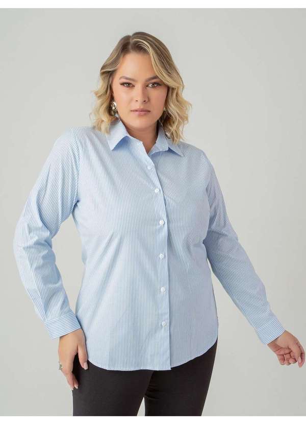 Susie Modas - Camisa Oversized Listrada Feminino Azul 4