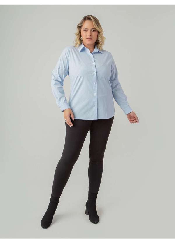 Susie Modas - Camisa Oversized Listrada Feminino Azul 5